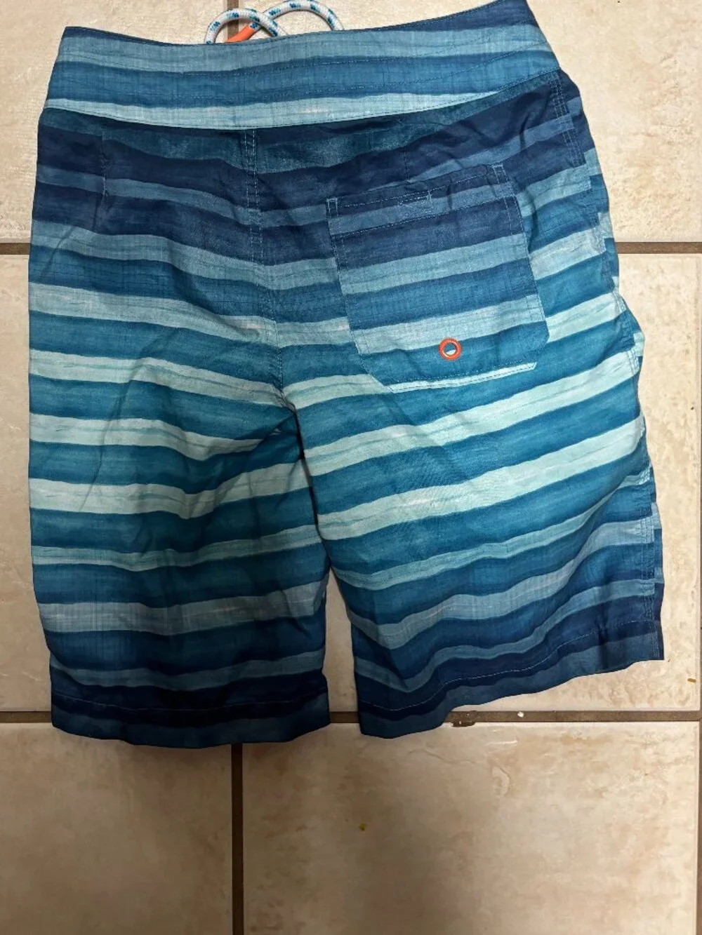 Lucky Brand boys stripe swim trunks blue tie waist size 10 - Picture 4 of 4